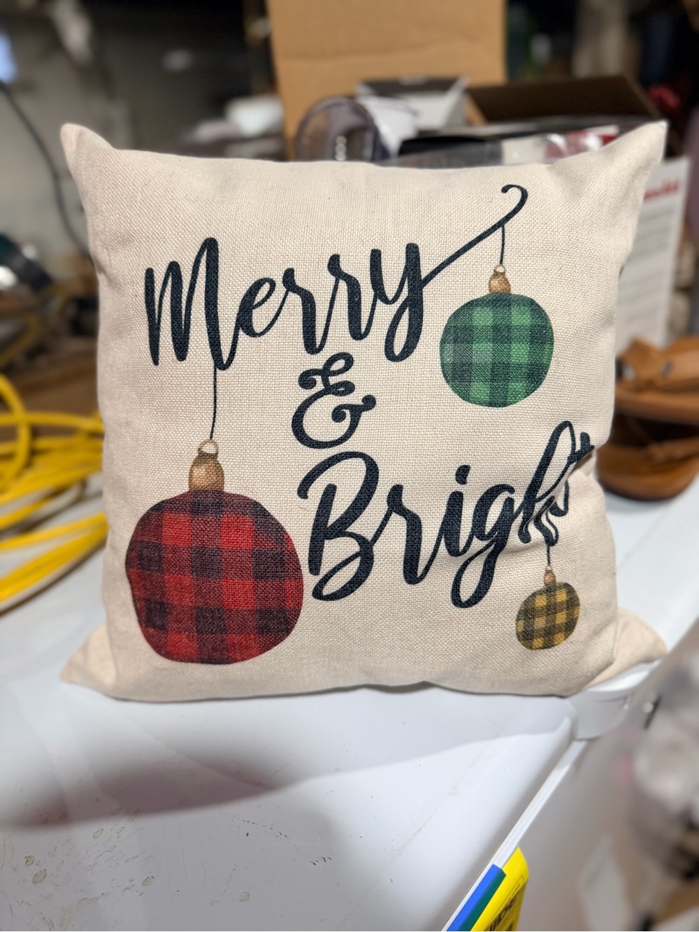 Double sided Holiday Merry and Bright Pillow Cover
